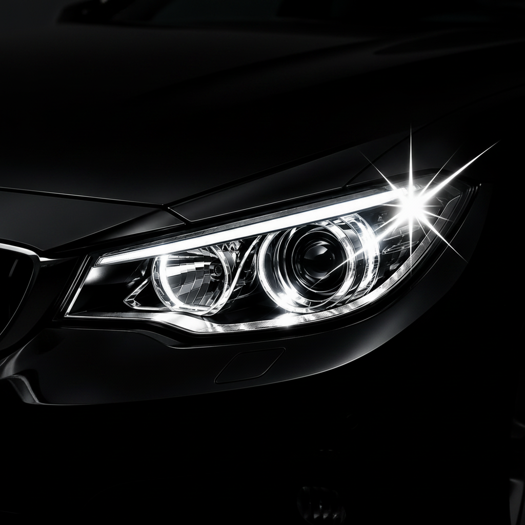 Headlight after restoration, clear and glowing